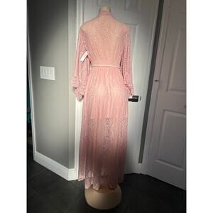 Feminine fairycore VENUS Pink Lace Maxi Dress w/ Beaded Tassel Belt NWT Size S
